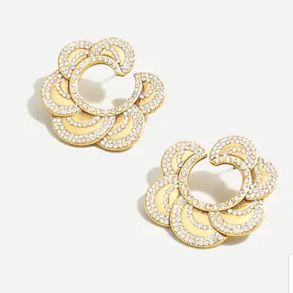 J Crew layered pavé petal earrings